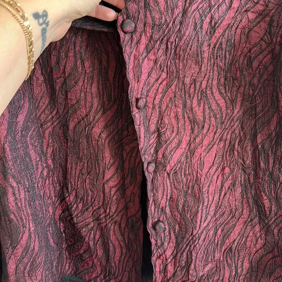 Harubella maroon and black textured swirl print cardigan jacket top size M - Picture 4 of 9